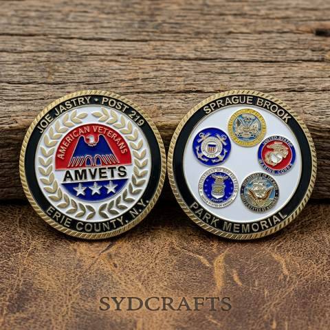 AMVETS Memorial · Gold enamel · Veterans