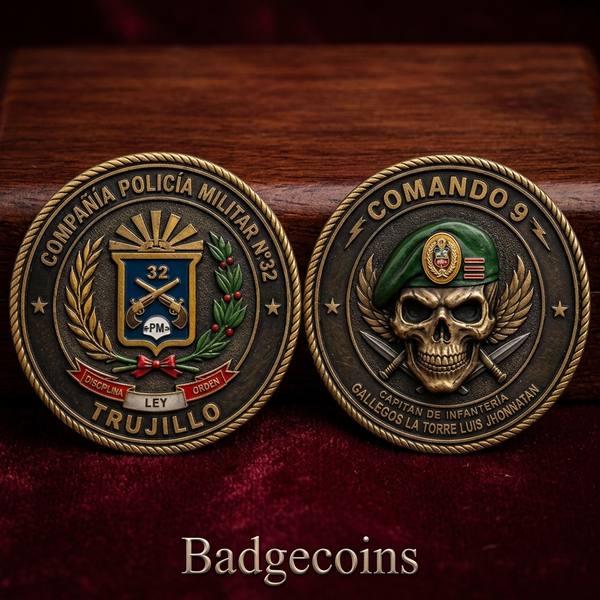 Military police custom challenge coin gold antique bronze dual design
